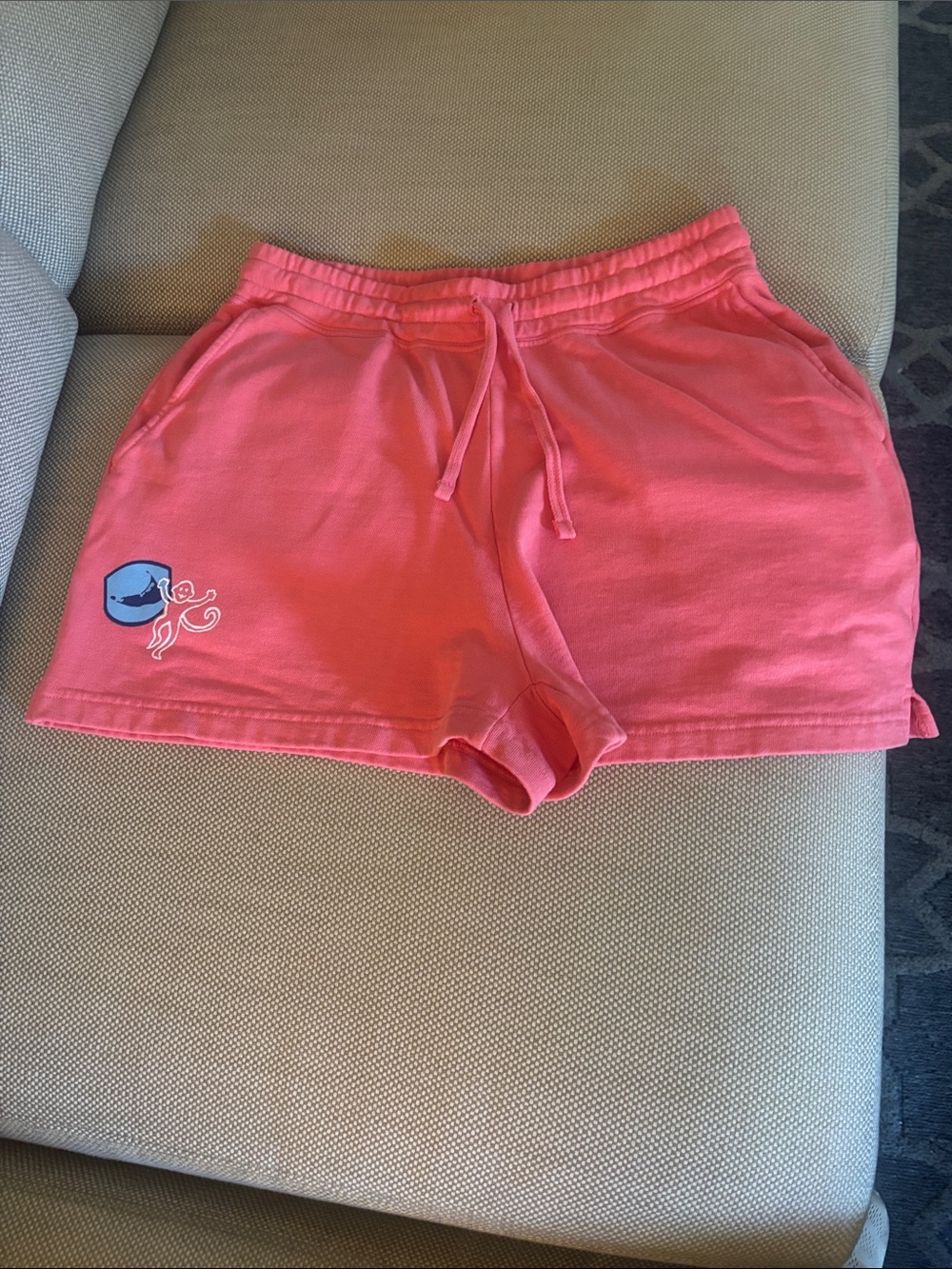 Roller Rabbit Coral Pink Drawstring Athletic Shorts